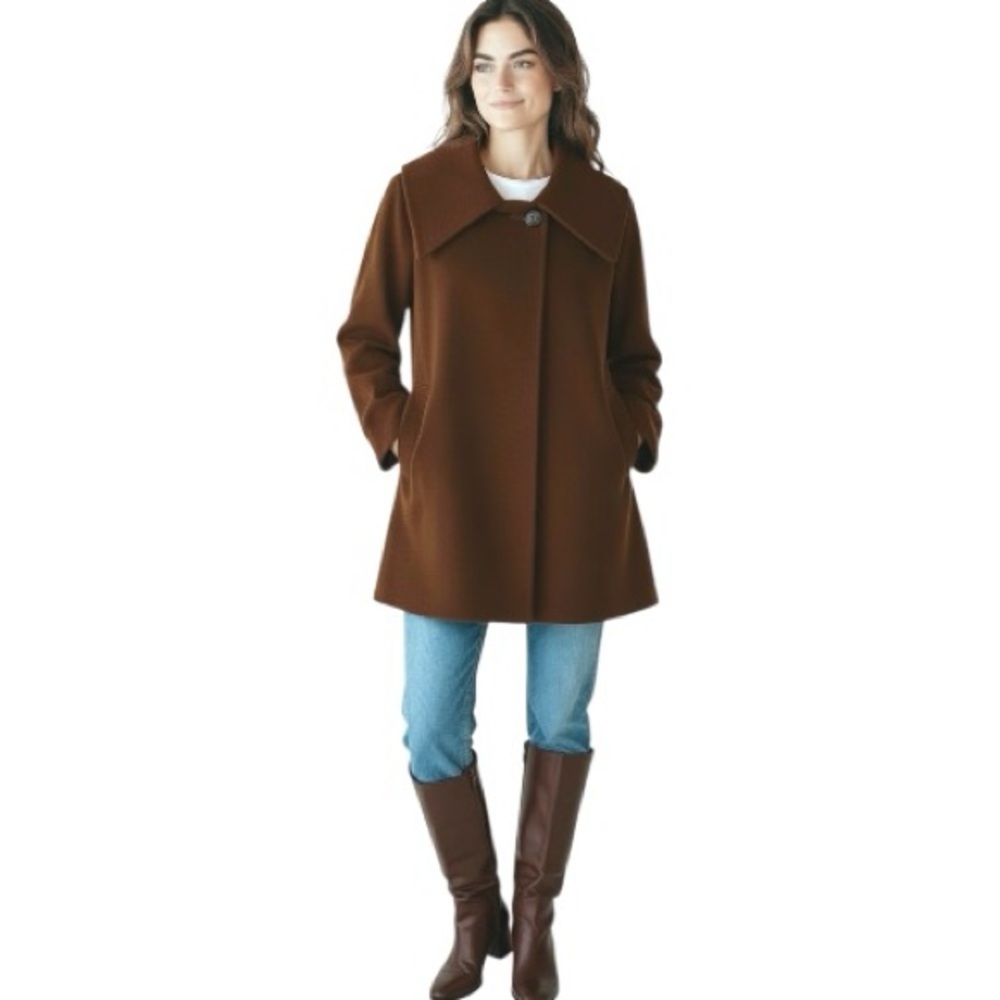 𝅺Hilary Radley Brown Angora Wool Coat Sz 8 Classic Neutral Lined Jacket